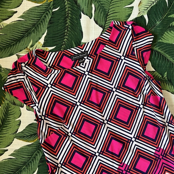 Jessica Howard • Geometric Capped Sleeve Dress • Size Large - Picture 5 of 6